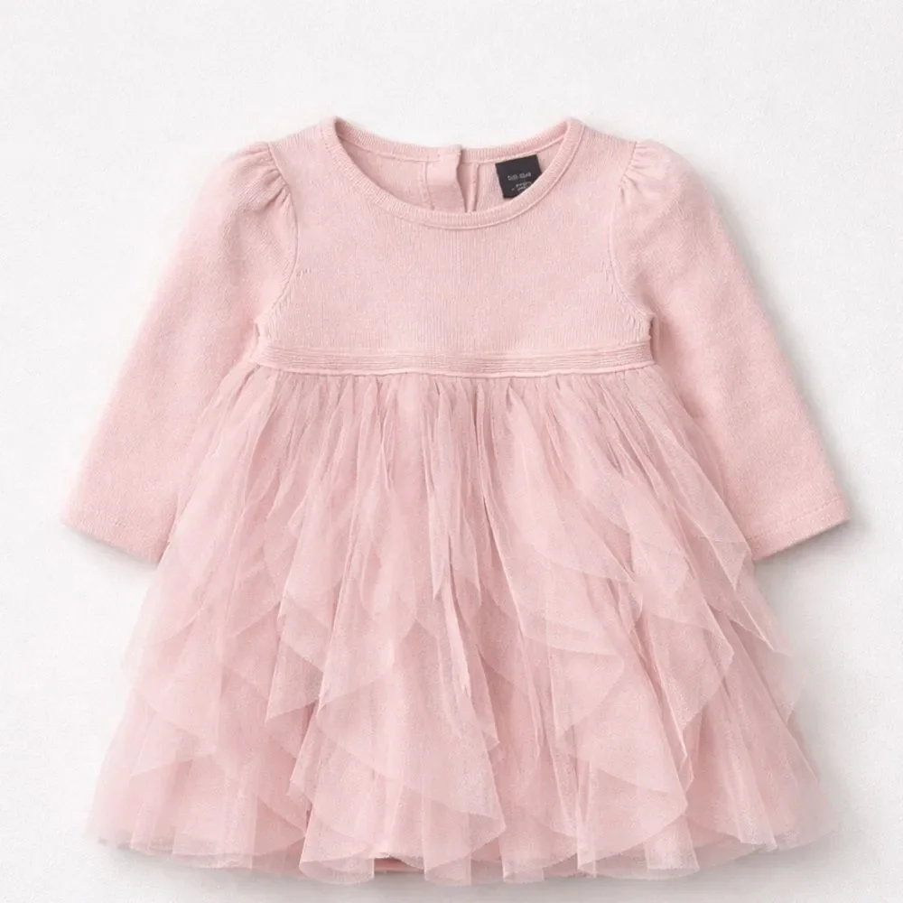 Baby Gap Pink long sleeve dress with tulle skirt size 6-12 months EUC